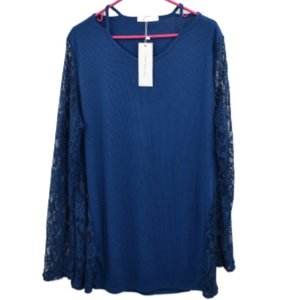 ROSEGAL Blue Lace Top Tunic NWT  Size 4X
